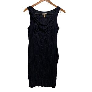 J. Crew‎ Women’s Silk/Cotton Shiny Blue Dress Sleeveless Ruffle Neck